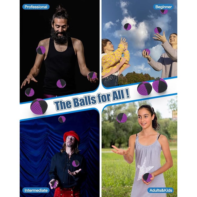 oazoxcx Juggling Balls for Beginners and Professionals, 2 Layers Net and Carry Bag, Juggling Balls Set of 3, 62 mm Juggling Balls Children - Image 2