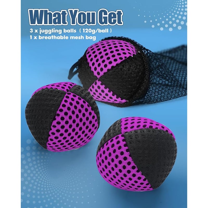 oazoxcx Juggling Balls for Beginners and Professionals, 2 Layers Net and Carry Bag, Juggling Balls Set of 3, 62 mm Juggling Balls Children - Image 5