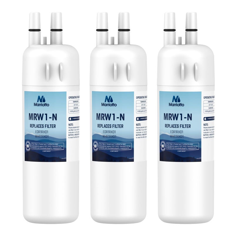 MARRIOTTO EDR1RXD1 Refrigerator Water Filter Compatible with Whirlpool W10295370A, WHR1RXD1, KAD1RXD1, Filter 1, W10295370, P4RFWB, P8RFWB2L, 46-9930, 46-9081 Refrigerator Water Filter, Pack of 3 - Image 1