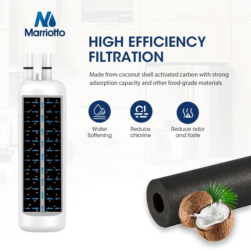 MARRIOTTO EDR1RXD1 Refrigerator Water Filter Compatible with Whirlpool W10295370A, WHR1RXD1, KAD1RXD1, Filter 1, W10295370, P4RFWB, P8RFWB2L, 46-9930, 46-9081 Refrigerator Water Filter, Pack of 3 - Image 2