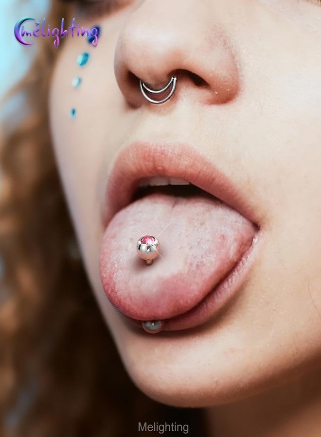 Melighting 14G 5PCS Tongue Rings Set, Purple Tongue Piercing Jewelry 316L Surgical Steel Piercing, Body Barbell Ball Bars Pack Clear CZ for Women 16 mm - Image 3
