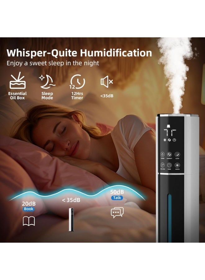 مرطب هواء كبير للغرف، سعة ٩ لتر، مع تقنية الضباب الدافئ للشتاء، وتعقيم بالأشعة فوق البنفسجية، وتنقية للهواء، وفوهة متحركة ٣٦٠ درجة، وإنتاج ٣٠٠ مل/ساعة، يغطي مساحة ٥٥٠ قدم²، وبتشغيل هادئ ٣٠ ديسيبل، ووعاء لتبخير الزيوت العطرية - Image 4
