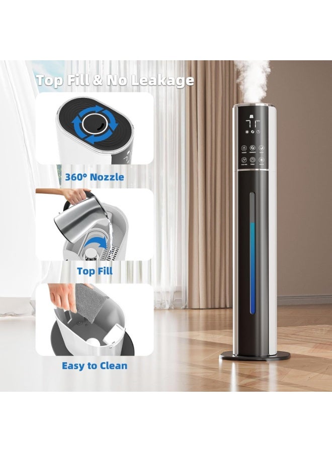 مرطب هواء كبير للغرف، سعة ٩ لتر، مع تقنية الضباب الدافئ للشتاء، وتعقيم بالأشعة فوق البنفسجية، وتنقية للهواء، وفوهة متحركة ٣٦٠ درجة، وإنتاج ٣٠٠ مل/ساعة، يغطي مساحة ٥٥٠ قدم²، وبتشغيل هادئ ٣٠ ديسيبل، ووعاء لتبخير الزيوت العطرية - Image 5