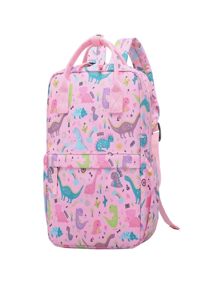 KingCheer Cute Preschool Backpack Toddler School Book Bag for Girls Boys Kids Kindergarten Nursery Travel Bag with Chest Strap(12inch, Pink Dinosuar) - Image 1