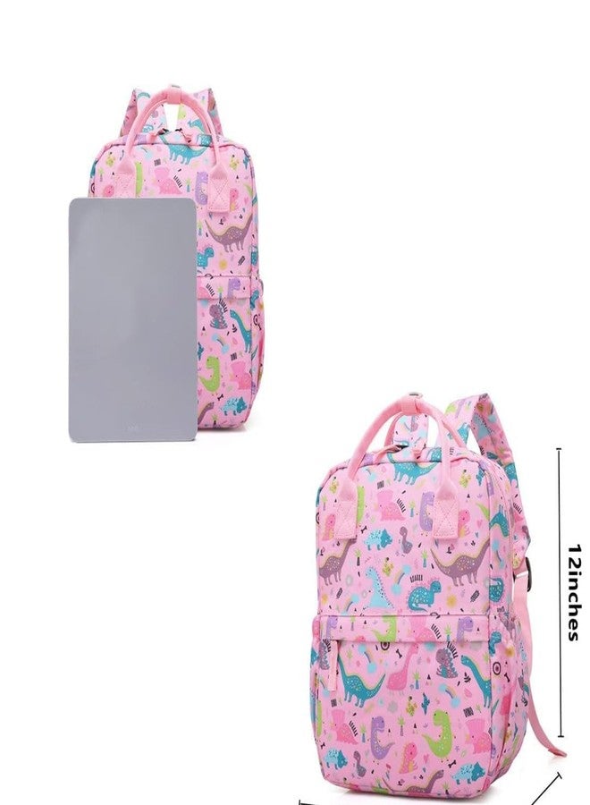 KingCheer Cute Preschool Backpack Toddler School Book Bag for Girls Boys Kids Kindergarten Nursery Travel Bag with Chest Strap(12inch, Pink Dinosuar) - Image 5
