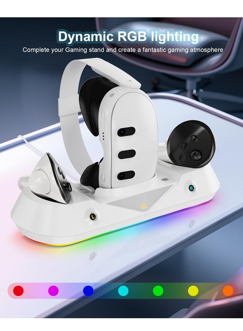 SYOSI Fast Charging Dock Compatible with Meta Quest 3, Magnetic Charging Station with RGB Light,2 Rechargeable Batteries for Oculus Quest 3 Headset and Touch Controllers - Image 4