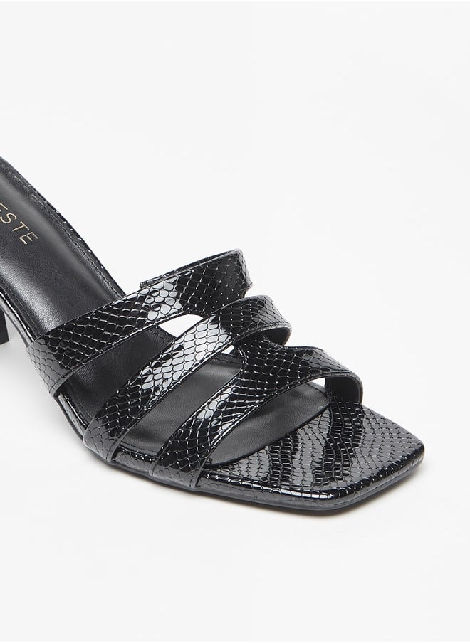 Celeste Women's Textured Slip-On Sandals with Stiletto Heels  - Image 5