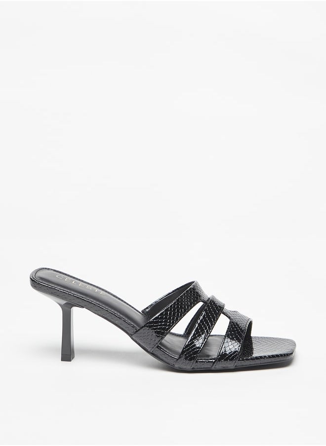 Celeste Women's Textured Slip-On Sandals with Stiletto Heels  - Image 1