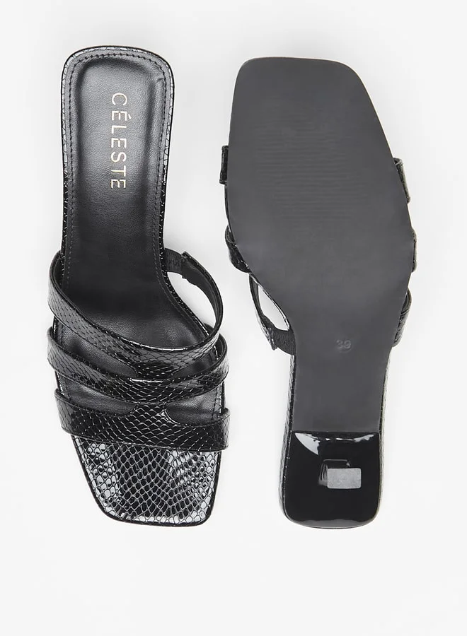 سيليست Women's Textured Slip-On Sandals with Stiletto Heels