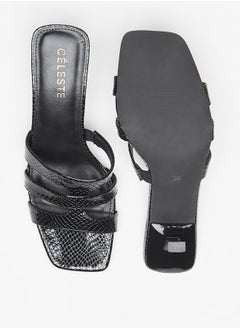 Celeste Women's Textured Slip-On Sandals with Stiletto Heels  - Image 4