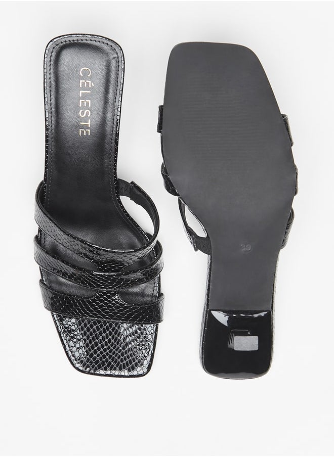 Celeste Women's Textured Slip-On Sandals with Stiletto Heels  - Image 4