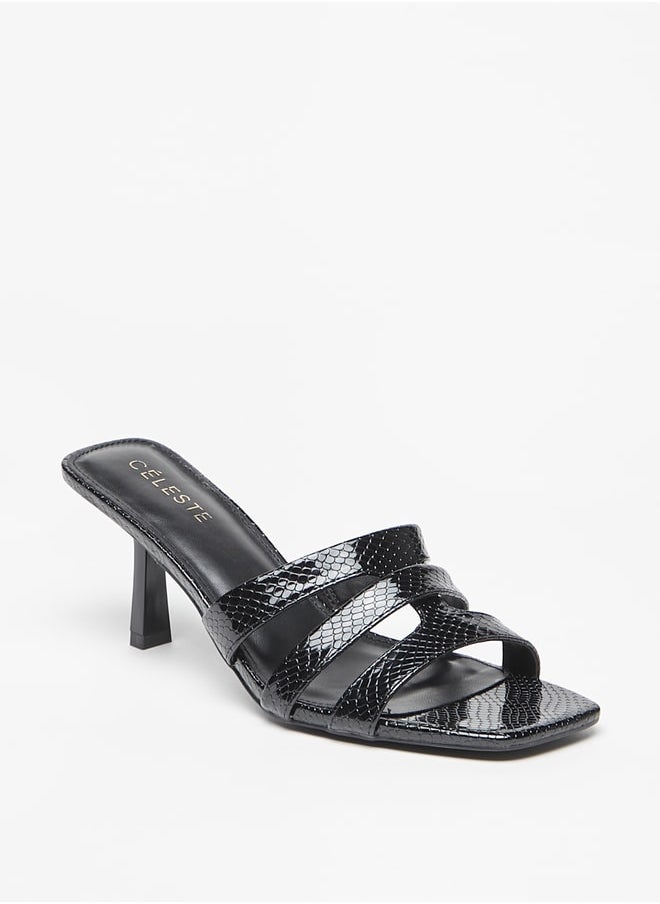 Celeste Women's Textured Slip-On Sandals with Stiletto Heels  - Image 2
