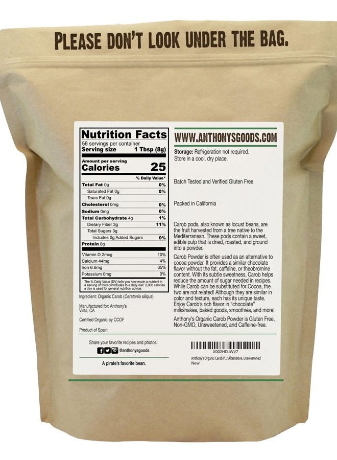 Anthony's Organic Carob Powder, 1 lb, Gluten Free, Non GMO, Cocoa Powder Alternative, Unsweetened - Image 2