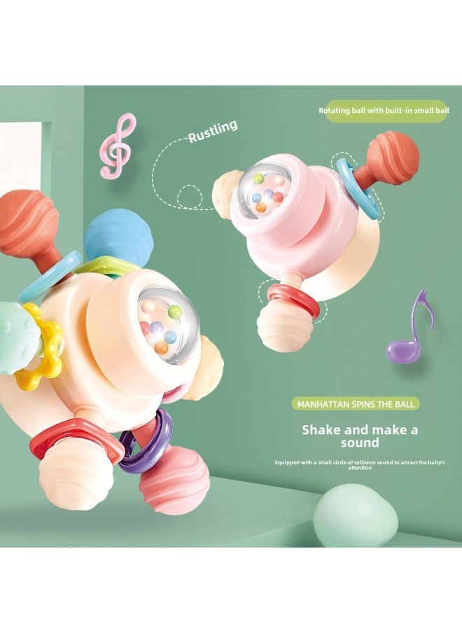 null - Manhattan Ball Spinning Ball Toy Baby Puzzle Early Education Sucker Hand Grab Ball Training Baby Grab-Color:6083e Manhattan Rotating Ball (three Links) - Image 1