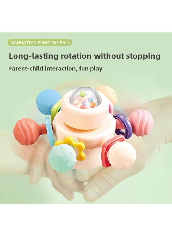 null - Manhattan Ball Spinning Ball Toy Baby Puzzle Early Education Sucker Hand Grab Ball Training Baby Grab-Color:6083e Manhattan Rotating Ball (three Links) - Image 1
