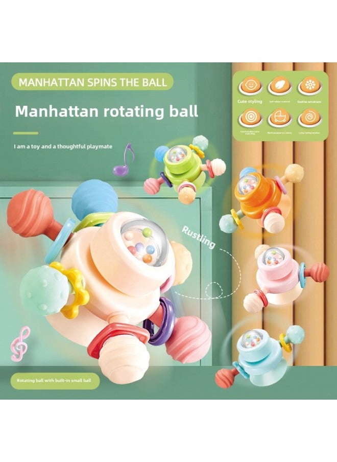 null - Manhattan Ball Spinning Ball Toy Baby Puzzle Early Education Sucker Hand Grab Ball Training Baby Grab-Color:6083e Manhattan Rotating Ball (three Links) - Image 1