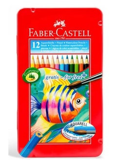 12-Piece Watercolor Pencils in Metal Box Multicolor