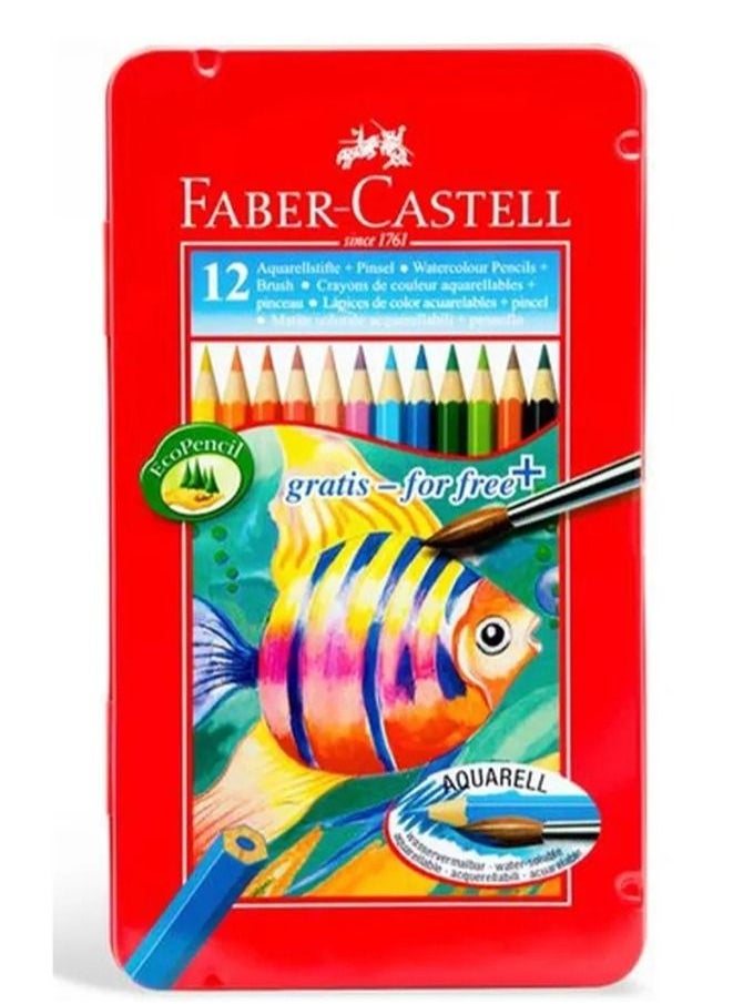 FABER-CASTELL - 12-Piece Watercolor Pencils in Metal Box Multicolor - Image 1