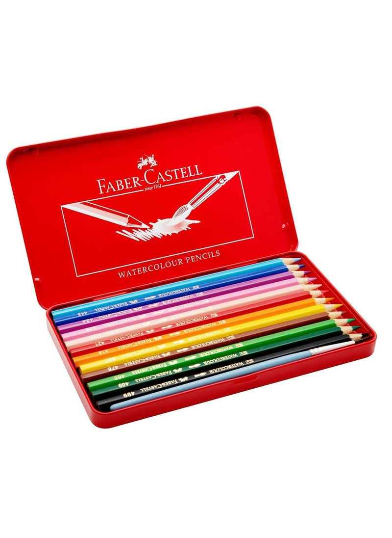 FABER-CASTELL - 12-Piece Watercolor Pencils in Metal Box Multicolor - Image 1