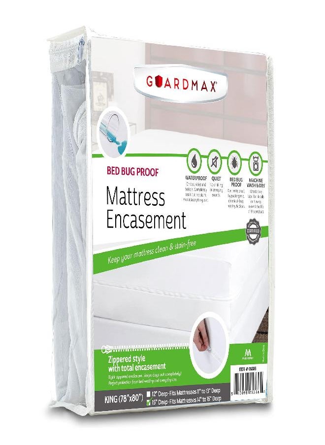 Guardmax - Guardmax Zippered Deep Pocket Mattress Protector - 100% Waterproof Mattress Encasement, Ultra Soft & Breathable Mattress Cover - Protects Mattresses from Dirt Dust & Dander (King 78" x 80" x 15") - Image 1
