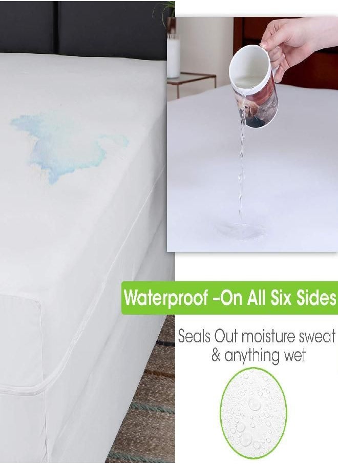 Guardmax - Guardmax Zippered Deep Pocket Mattress Protector - 100% Waterproof Mattress Encasement, Ultra Soft & Breathable Mattress Cover - Protects Mattresses from Dirt Dust & Dander (King 78" x 80" x 15") - Image 1