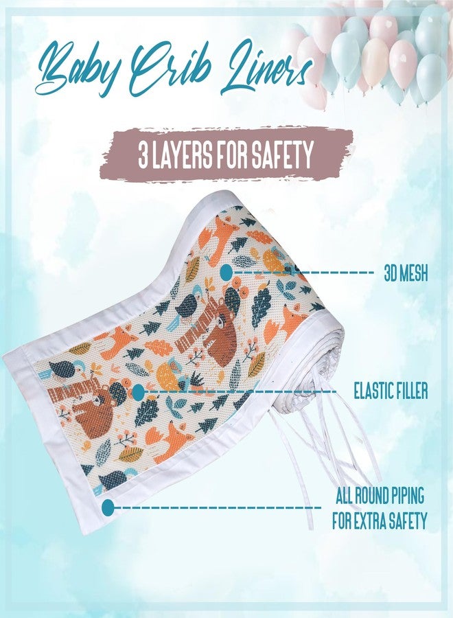 Gordon Home Breathable Mesh Crib Liner Best for Your Baby Safety Fits Full Four Sides of Crib Bed 28 X 360 Cms (Printed Pandora) - Image 4
