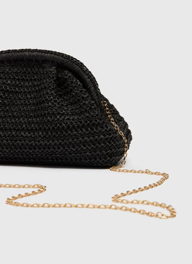 Matalan Black Straw Clutch