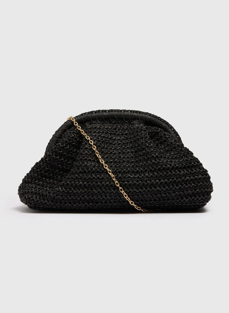 Matalan Black Straw Clutch