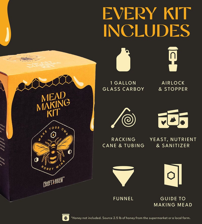 Craft A Brew - Mead Making Kit â€“ Reusable Make Your Own Mead Kit â€“ Yields 1 Gallon of Mead - Image 2