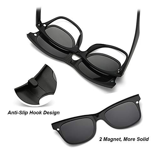 Visions India 6 in 1 Polarized Magnetic Clip On Sunglasses Eye Glasses With UV 400 Night Drive Unisex (2246, Square, 50|20, Medium) - Image 5