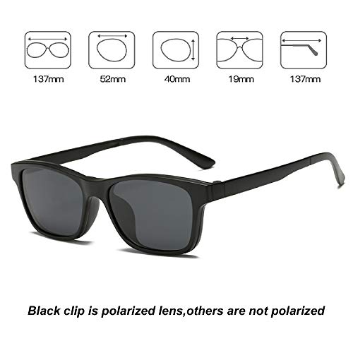 Visions India 6 in 1 Polarized Magnetic Clip On Sunglasses Eye Glasses With UV 400 Night Drive Unisex (2246, Square, 50|20, Medium) - Image 2