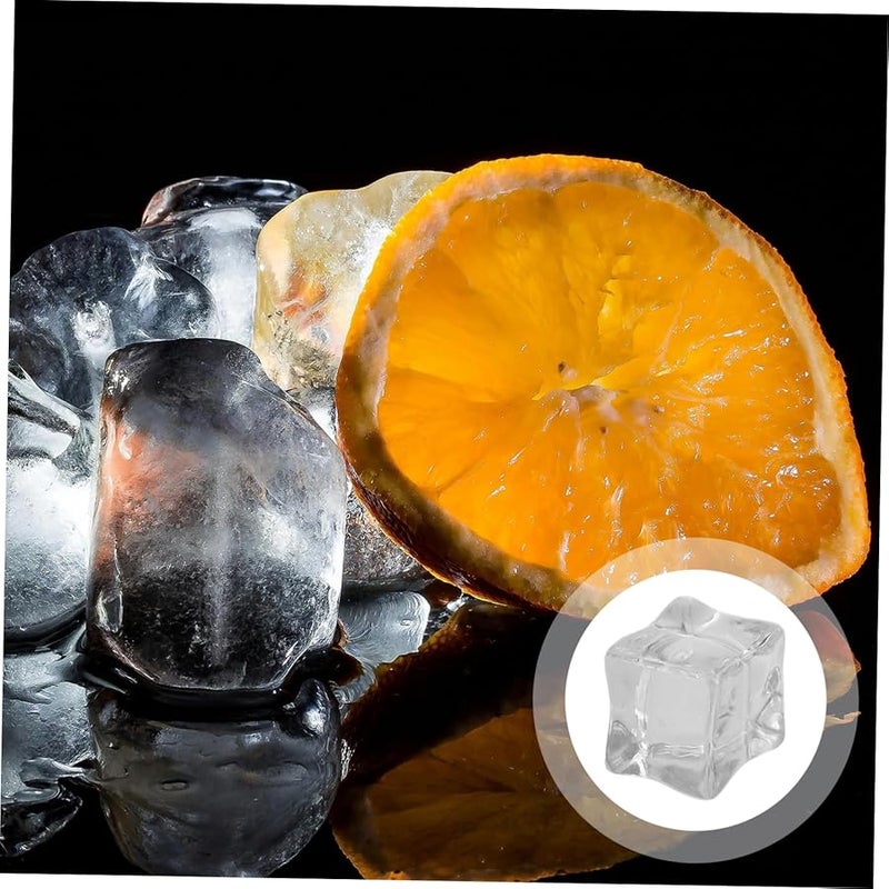 Clear Plastic Ice Cubes 20pcs Realistic Square Ice Bar Decor Photography Props - Image 4