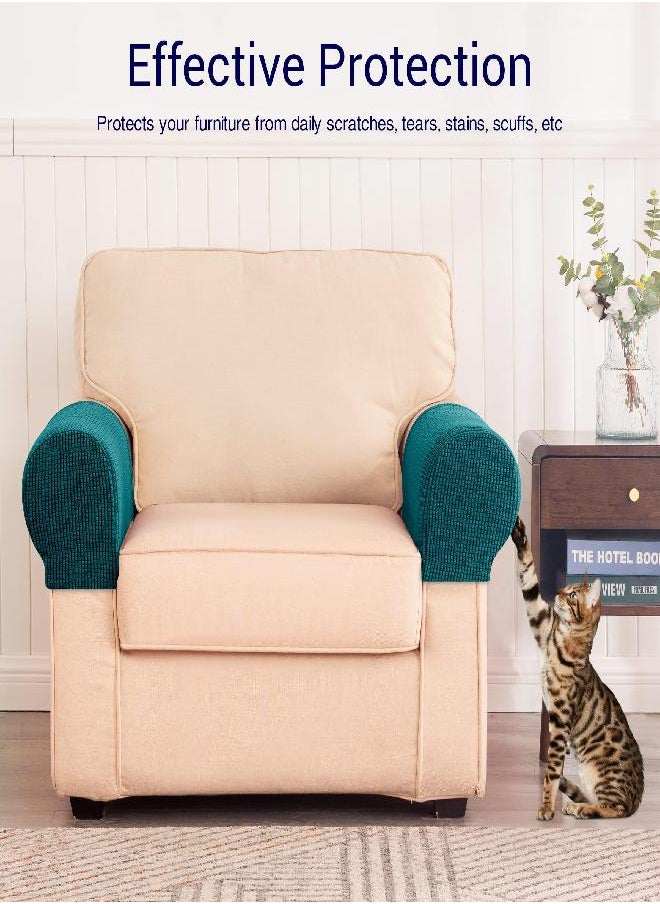 subrtex - subrtex Stretch Armrest Covers Spandex Arm Covers for Chairs Couch Sofa Armchair Slipcovers for Recliner Sofa with Twist Pins 2pcs (Turquoise) - Image 1