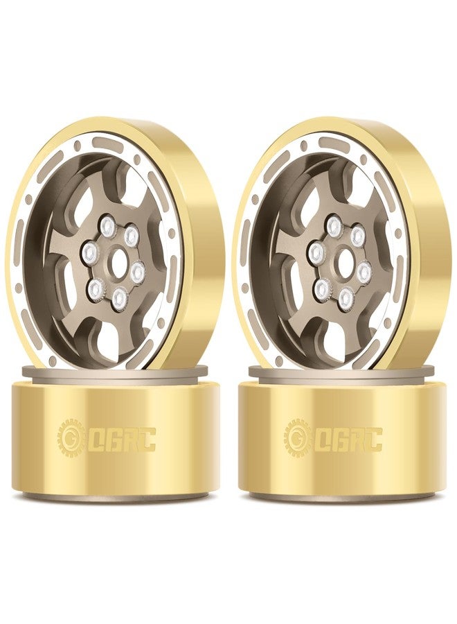 OGUNKE جنط عجلات OGRC 1.0 مع قفل خرز 6-شعاعات مع حلقة نحاسية انزياح سالب 3.78 مم لسيارة الزحف RC TRX4M SCX24 FCX24 1/24 1/18 (برونزي) - Image 1