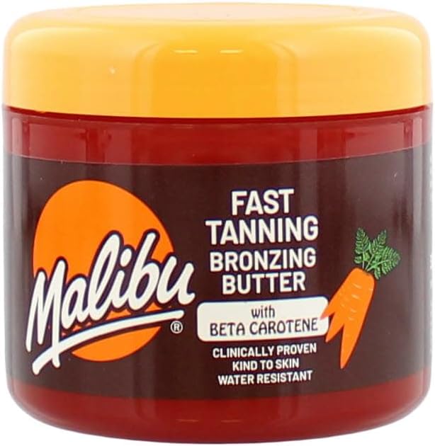 Malibu Sun Bronzing Fast Tanning Body Butter with Beta Carotene Tropical Coconut Fragrance 300ml