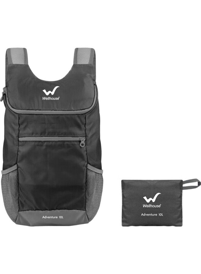 Wellhouse Foldable Small Backpack, Skin Bag, Shoulder Bag, Outdoor Lightweight Travel Bag, Student Schoolbag, 10L, Elegant Black - Image 3