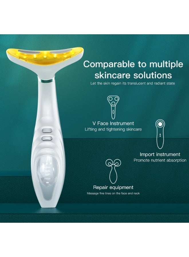 sd e-trading Neck Face Massager, Face Sculpting tool, Skin Rejuvenation Device with Thermal, Triple Action LED and Vibration, for Anti-aging, Lifting and Tightening Sagging Skin (Pearl White) - Image 3