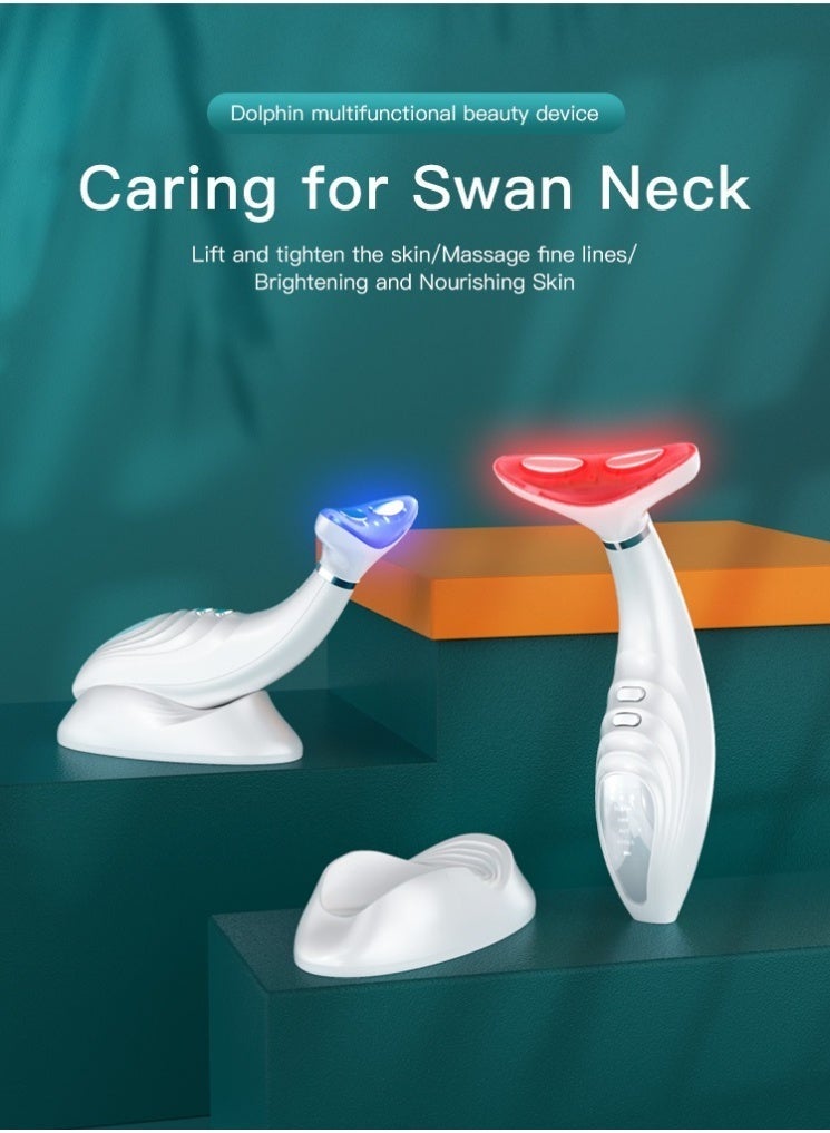 sd e-trading Neck Face Massager, Face Sculpting tool, Skin Rejuvenation Device with Thermal, Triple Action LED and Vibration, for Anti-aging, Lifting and Tightening Sagging Skin (Pearl White) - Image 2