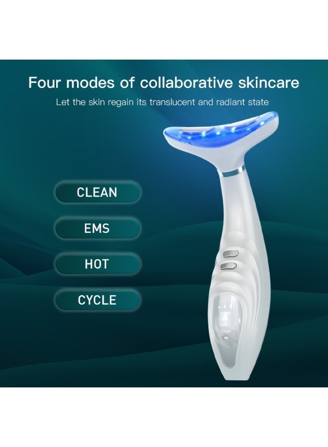 sd e-trading Neck Face Massager, Face Sculpting tool, Skin Rejuvenation Device with Thermal, Triple Action LED and Vibration, for Anti-aging, Lifting and Tightening Sagging Skin (Pearl White) - Image 4