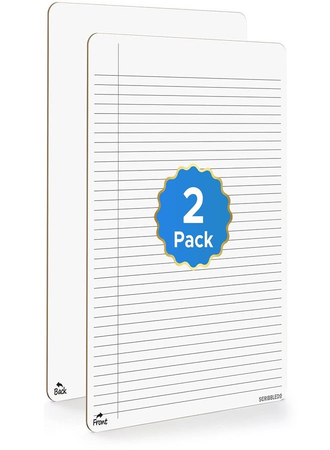 Scribbledo 2 Pack Dry Erase Notebook College Ruled Lined Board 9"x12" Reusable Lined Erasable Ruled Writing Note Pad Lapboard, Blank Whiteboard on Reverse - Image 1