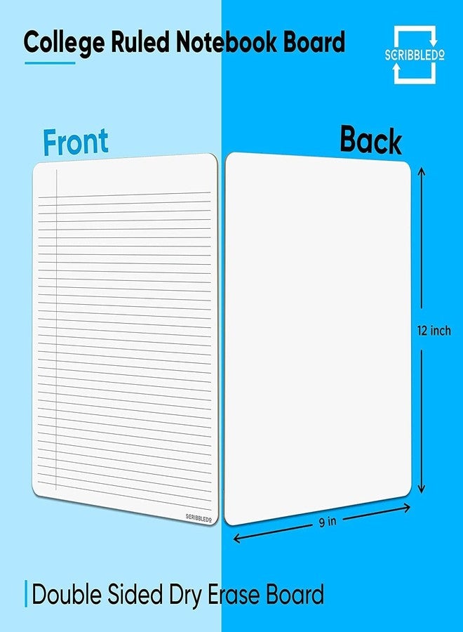 Scribbledo 2 Pack Dry Erase Notebook College Ruled Lined Board 9"x12" Reusable Lined Erasable Ruled Writing Note Pad Lapboard, Blank Whiteboard on Reverse - Image 4