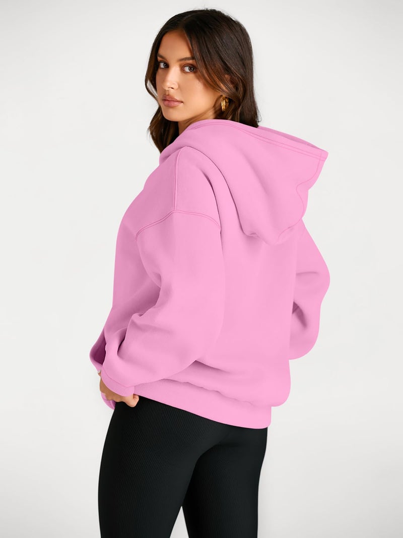 Trendy Queen Womens Oversized Hoodies Fleece Sweatshirts Fall Fashion Pullover Sweaters Winter Clothes 2025 Pink XS - Image 4