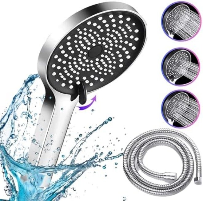 JUNARIS High Pressure Shower Head with Hose Set with 6 Settings Spray Mode, Chrome - Shower Spryer with 200CM Stainless Steel Premium Quality pipe (Shower  Set) - Image 3