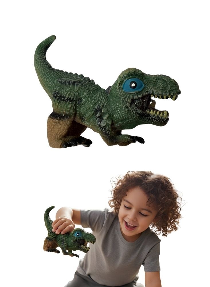 بريميم لعبة مجسم ديناصور أخضر للأطفال - شخصية ديناصور كرتونية لطيفة على شكل تي-ريكس، لعبة حيوان بلاستيكية آمنة للأطفال الصغار، وقت لعب ممتع وجمع - Image 1