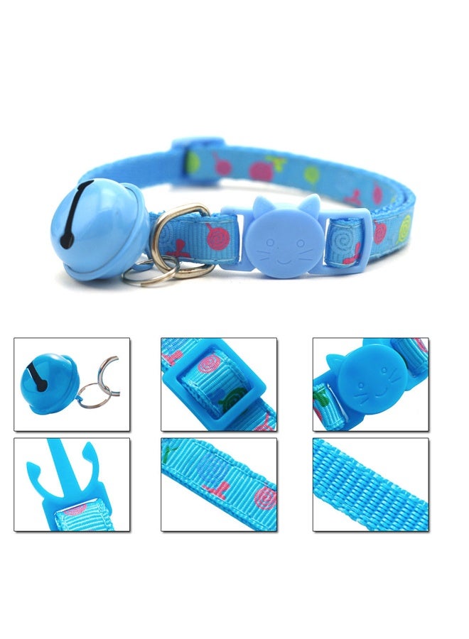 GUSGU 3 Pack Cat Collars with Big Bell and Lollipop Pattern, Cat Collar with Breakaway Safety Release Buckle for Cat and Kitten - Image 5