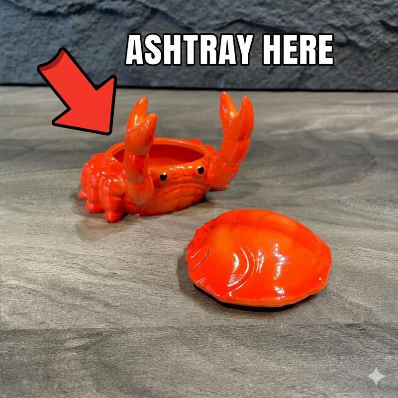 Large Claw Crab Red Ashtray With Lid Cute Windproof Desktop Decor - Image 5