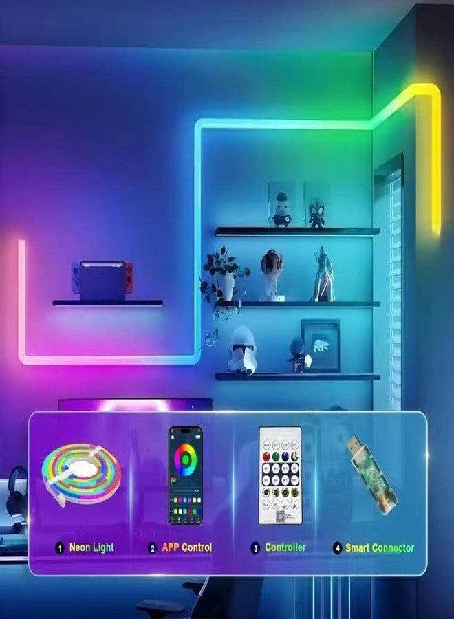 One94Store شريط إضاءة LED نيون RGB ذكي من One94Store بطول 5 أمتار مع تطبيق وجهاز تحكم عن بعد | إضاءة حبلية متزامنة مع الموسيقى للغرف، والألعاب، والحفلات، واحتفالات ديوالي، وتزيين المنزل - Image 3