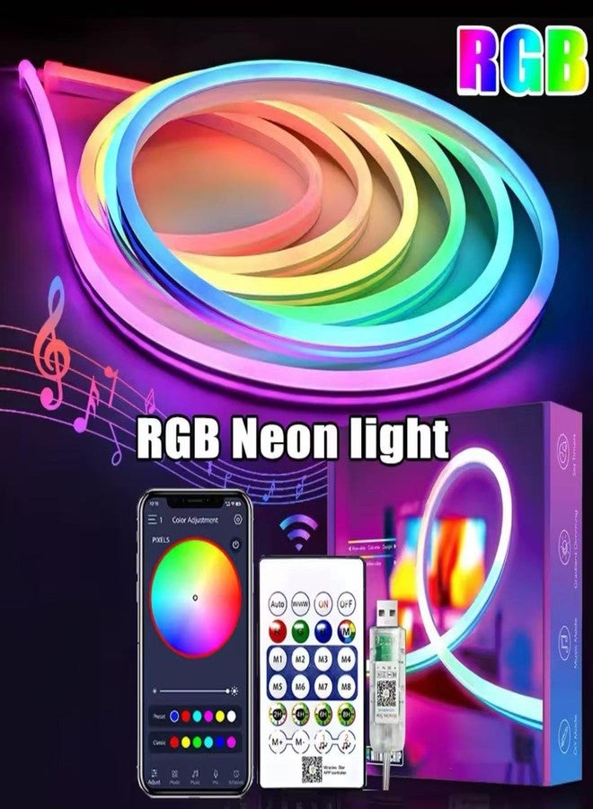 One94Store شريط إضاءة LED نيون RGB ذكي من One94Store بطول 5 أمتار مع تطبيق وجهاز تحكم عن بعد | إضاءة حبلية متزامنة مع الموسيقى للغرف، والألعاب، والحفلات، واحتفالات ديوالي، وتزيين المنزل - Image 4