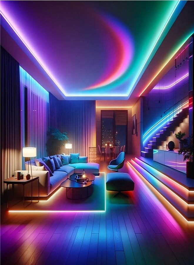 One94Store شريط إضاءة LED نيون RGB ذكي من One94Store بطول 5 أمتار مع تطبيق وجهاز تحكم عن بعد | إضاءة حبلية متزامنة مع الموسيقى للغرف، والألعاب، والحفلات، واحتفالات ديوالي، وتزيين المنزل - Image 2