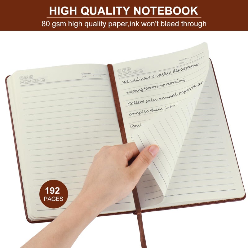 ZCZN Lined Journal Notebooks for Work, 5.5x8.3 in, 192 Pages, Hardcover Leather A5 Journals for Writing, Diary & Travel, College Ruled Journaling Notebooks for School, Office, Home (Brown*6) - Image 5